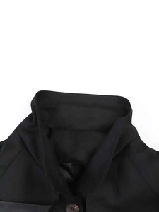 Gabardina negra elegante para mujer, cintura con cinturón y detalle único en la espalda, elegante abrigo, vestido gótico disponible en cuero Premium - Product Image 5