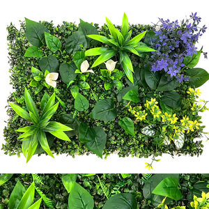 Mur végétal artificiel, toile de fond verte, fleurs en plastique et soie mélangées, gazon artificiel 10cm+, façade de magasin, gazon synthétique naturel - Product Image 5