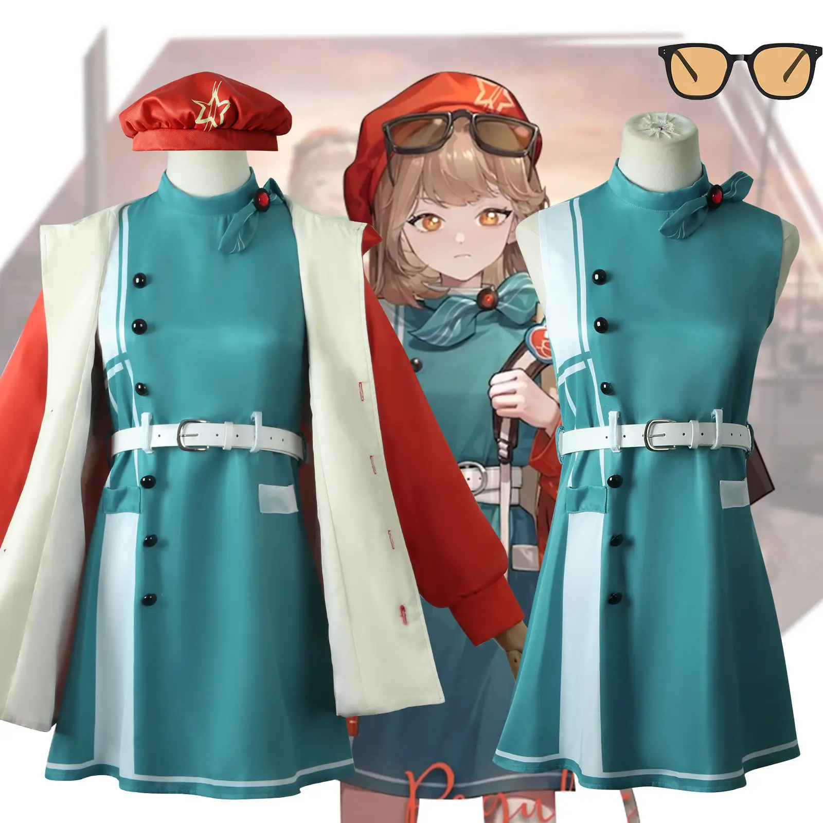 Anime Reverse 1999 Regulus Cosplay Costume Femme Élégant Uniforme Manteau Robe Chapeau Lunettes de soleil Ceinture Costume Halloween Party Clothes