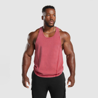 Camiseta sin mangas con diseño personalizado de lana de rizo francés lavado de peso medio para hombre