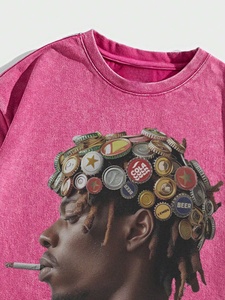 Camisas estampadas de tendencia para hombre, camiseta estampada Vintage lavada con ácido/lavada hecha con algodón suave 100% hecho en Pakistán - Product Image 4