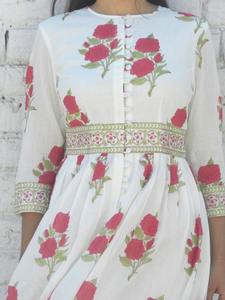 Magenta Rose Y2K Estilo Algodón Mujeres Maxi Traje Conjunto Casual Cuello Cerrado Vestido de Fabricante Indio Exportador Método Tejido - Product Image 4