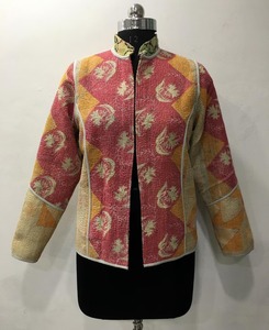 Veste en coton Kantha vintage faite à la main pour femmes veste courte florale respirante vêtements décontractés réversibles - Product Image 6