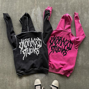 New Fashion Custom Men's <b>Hoodie</b> 100% Cotton <b>Zip</b> <b>Up</b> <b>Hoodie</b> Acid Wash Embroidery Logo Patch Work Full Rhinestone <b>Zip</b> <b>Up</b> <b>Hoodie</b> - Product Image 1