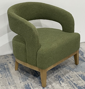 <span class=keywords><strong>Poltrona</strong></span> Accent in Tessuto Bouclé <span class=keywords><strong>Verde</strong></span> con Schienale Curvo e Gambe in Legno, <span class=keywords><strong>Poltrona</strong></span> Moderna per Soggiorno, Camera da Letto, Hotel - Product Image 5