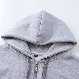 Streetwear personnalisé en gros Sweats à capuche zippés à épaules tombantes 100% coton 450gsm Tissu doux en polaire lourd de couleur unie pour hommes - Product Image 4