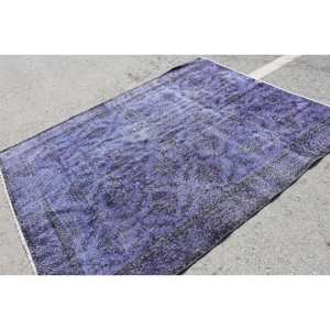 Alfombra de lana morada Vintage de 6x7 pies, área grande clásica, retazos rectangulares turcos con respaldo de látex para pasillo o habitación - Product Image 2
