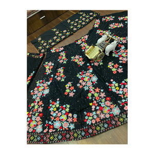 2023 nuevo lanzamiento diseño moderno ropa de boda Faux Georgette Lehenga Choli con secuencia y trabajo de bordado - Product Image 1