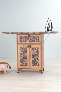 Planche à repasser pliante/armoire à repasser – Cadre en pin, motif floral marron - Product Image 1