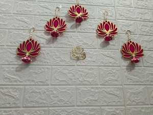 พวงมาลัยแขวนผนังดอกบัวสีชมพูหรูหราเหมาะสำหรับ Pooja, เทศกาล, pongal, Onam, งานแต่งงาน, และการตกแต่งห้องสมาธิ - Product Image 3