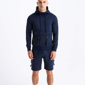 Survêtements respirants fabrication OEM ensemble de short pull à capuche pour hommes ensemble de short à capuche tendance unisexe à séchage rapide avec logo personnalisé - Product Image 1