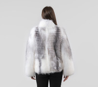 Veste en fourrure de renard noir pour femme MONO RIDER, col haut, style hip-hop, coupe régulière, respirante, décontractée, doublure en soie tissée