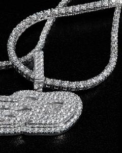 Pendentif lettre en argent 925 plaqué rhodium bicolore or rose de luxe style hip-hop personnalisé pour homme avec moissanite - Product Image 4