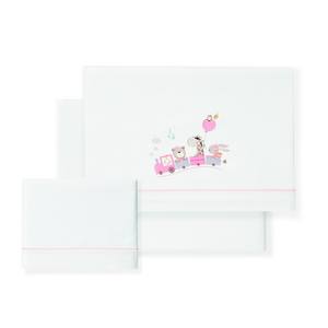 ชุดเครื่องนอนรุ่น JIRAFRA-TREN 3 ชิ้นสำหรับรถเข็นเด็ก ผ้าปูที่นอนเด็กผ้าฝ้าย 100% พร้อมเทคนิคการทอและลายการ์ตูน - Product Image 1