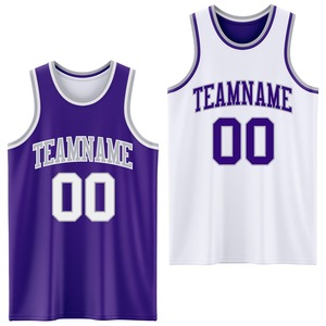 Directly From the Brand Engro Sports Custom Reversible <b>Purple</b> White-Gray Double Side Sublimation Basketball <b>Suit</b> Jersey - Product Image 1