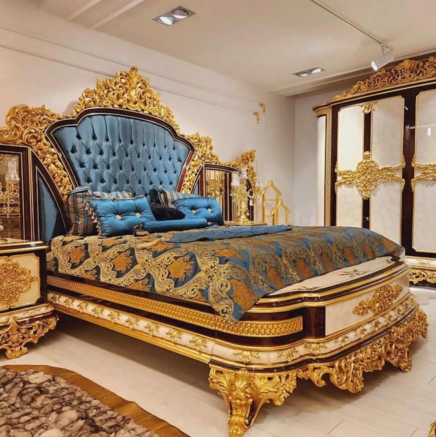 Teak Wood Double Cot Designs Carving Bed for Bedroom