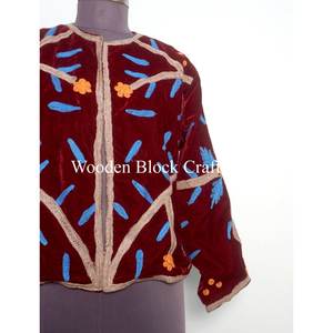 Magnifique veste en velours brodée Suzani de haute qualité, nouveau motif, unisexe, style bohème hippie indien, grande taille, veste pour femmes - Product Image 2
