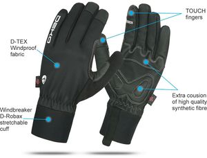 Gants d'équitation thermiques légers coupe-vent imperméables à plein doigt pour le cyclisme de moto avec technologie d'écran tactile - Product Image 2