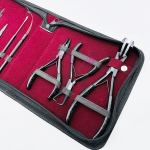 Pince à extensions de cheveux pour le pressage des perles, pince de qualité supérieure, noire mate, pour extensions de cheveux avec poignée scintillante - Product Image 6