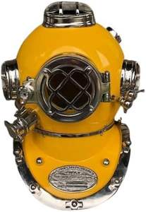 Casco de Buceo Vintage de Latón Amarillo ~ Casco Marítimo Boston US Navy Mark V para Buceo en Aguas Profundas de 18 Pulgadas - Artículos de Regalo - Product Image 2