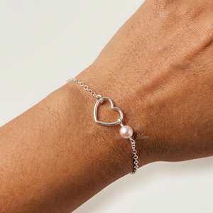 Pulsera de Perlas en Forma de Corazón, Plata de Ley 925, Perla de Agua Dulce, Joyería Hecha a Mano, Regalo del Mes de Junio - Product Image 6