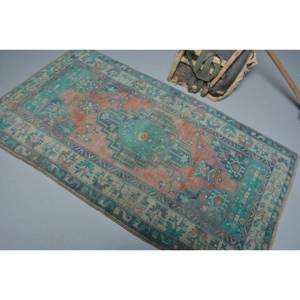 Tapis turc vert orange vintage de 35x64 pieds, fait à la main, en laine avec support en latex, 4m de largeur - Product Image 4