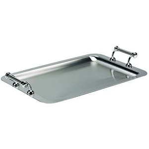 Bandeja de Servicio Rectangular de Acero Inoxidable Elegante Hecha a Mano, Duradera, Ecológica, Decorativa para el Hogar, Granja, Boda, KRAFT - Product Image 1