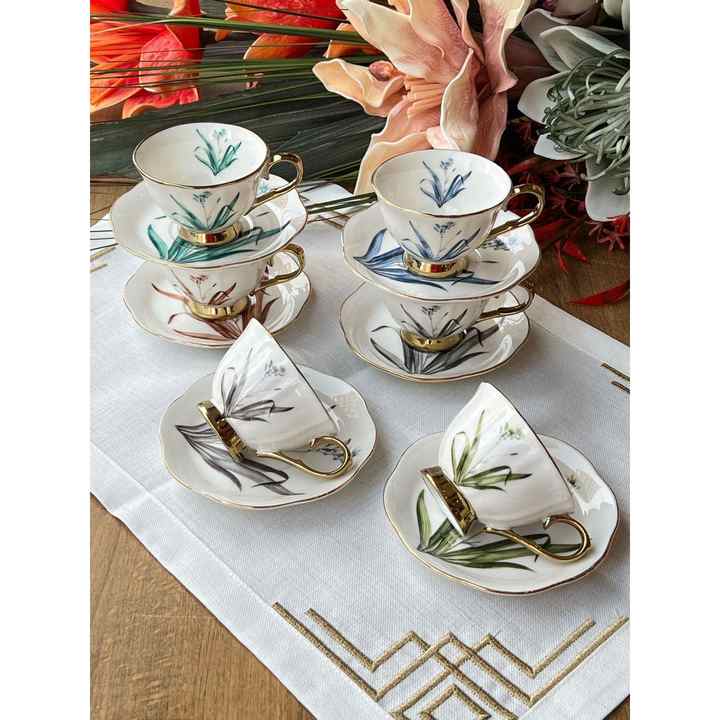 Turkish Coffee Cup Flower 12 Pieces for 6 People