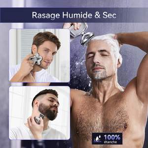 Afeitadora Eléctrica para Hombre, Doble Cuchilla, Inalámbrica, Pantalla LED, Resistente al Agua IPX7, Recortadora Húmeda/Seca, Afeitadora Rotatoria USB para Cabeza Calva - Product Image 6