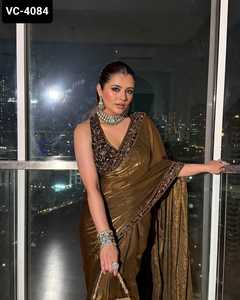 Ropa de fiesta india y ropa de fiesta, tela Jimmi Cho Premium, bordado de trabajo, borde de encaje de terciopelo con secuencia de trabajo Saree - Product Image 5