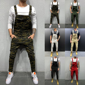 Casual Slim Jumpsuit Pants Heavy Duty Performance Bib Brace Overalls Unisex Denim <b>Jeans</b> Dungarees Trousers Polyester Breathable - Product Image 3