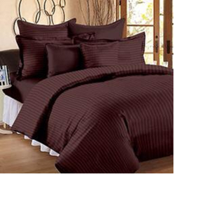 Custom Made Plain Cotton Satin Stripe Bedsheets in Size 100 X 108 Inches with Zig Zag Stitching in Orange Colour - Product Image 4