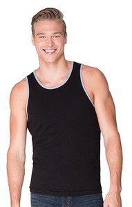 <b>Men's</b> Breathable Bonded <b>Singlet</b> Contrast Color Holes Quick Dry Seamless Stretch tank Top Custom logo Sports Gym Running Vest Top - Product Image 3