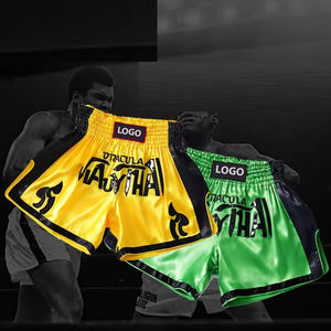 กางเกงขาสั้นมวยไทยแบบทำจากโพลีเอสเตอร์สำหรับทุกเพศกางเกงมวย MMA แบบสั่งตัดโลโก้ได้ออกแบบได้ตามต้องการสำหรับฟิตเนสยิม BJJ ศิลปะการต่อสู้ - Product Image 6