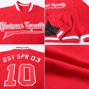 Custom <b>Red</b> <b>Wool</b> Varsity Jacket Men's Baseball Style Embroidered Team Name Number Casual Outerwear Winter Wear Embossed - Product Image 5