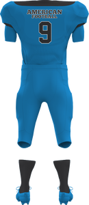 Uniformes de fútbol americano personalizables, Conjunto de jersey de tela brillante de manga corta, tallas grandes para jóvenes y adultos, disponible en Pakistán - Product Image 3