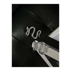 Ceinture pour femme à boucle serpent, 2 pièces, pour pantalon, veste, robe, chemise - Noir-Blanc - Product Image 2