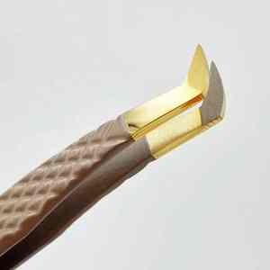 Pince à épiler d'extension de cils marque privée en stock solide en acier inoxydable marron avec pointe en fibre d'or pince à épiler Volume greffé - Product Image 2