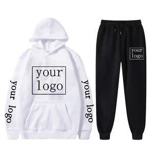 Ensemble sweat-shirt à capuche et pantalon pour hommes, tenue de sport décontractée de luxe unisexe avec logo de marque personnalisé de taille XXL, ensemble 2 pièces - Product Image 5