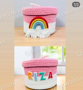 Multi-Purpose Bear Shaped Baby <b>Basket</b> Toy Organizer & Nursery <b>Hamper</b> with Cotton Rope Finish - Product Image 5