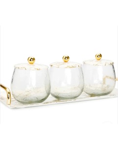 Moderno 3 cuencos con 1 bandeja Juego de servir uso para el hogar jardín cama habitación de invitados restaurante y bar, etc. - Product Image 1