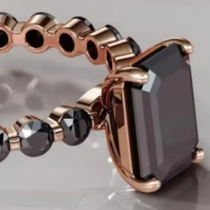 Anillo de Plata de Ley 925 con Corte Esmeralda Negro, Anillo de Compromiso con Diamante, Joyería de Moissanita, Joyería Hip Hop, Anillo Personalizado - Product Image 2