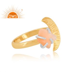 Último diseño hecho a mano 18K chapado en oro etíope ópalo piedra preciosa luna creciente anillo ajustable Demi fabricante de joyería fina - Product Image 2