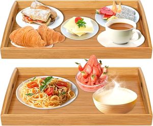2 Pack Serving <b>Tray</b> with Handles, Portable Bed <b>Tray</b> for Breakfast Dinner, <b>Eating</b> <b>Trays</b> for Living Room, Restaurants - Product Image 1