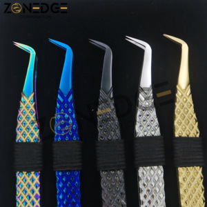 แหนบสำหรับต่อขนตาแบบมีด้ามจับทรงเพชรทำจากสเตนเลสสตีลทนทานปลายแหลมแบบมืออาชีพ - Product Image 1