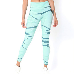 Leggings décontractés pour femmes en impression par sublimation, 100% coton, respirant, taille mi-haute, longueur genou, vêtements de sport, vente directe d'usine - Product Image 1