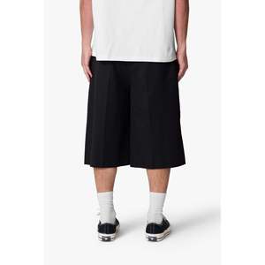 Shorts amples plissés noirs personnalisables avec logo OEM pour hommes, coupe décontractée, en coton et viscose, couleur unie, décontractés, respirants, pour l'été, fournisseur en gros - Product Image 5