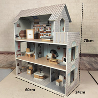 Jeu de rôle éducatif DIY pour filles, grande maison de poupée en bois avec accessoires et meubles