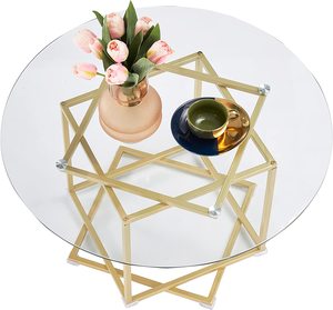 Adiba ของตกแต่งบ้านทำด้วยมือทันสมัยแบบดั้งเดิมที่แข็งแรงทนทานโต๊ะกาแฟกระจกนิรภัยแบบยืดขยายได้สำหรับรับประทานอาหารในห้องนั่งเล่น - Product Image 4