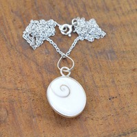Pendentif œil de Shiva en pierre précieuse blanche, forme crochet, style bohème pour femme, serti clos, en argent sterling 925 plaqué rhodium, fait main, tendance
